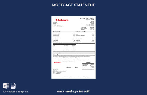 estratto conto ipotecario Saint Lucia Scotiabank in stile verificato nel modello